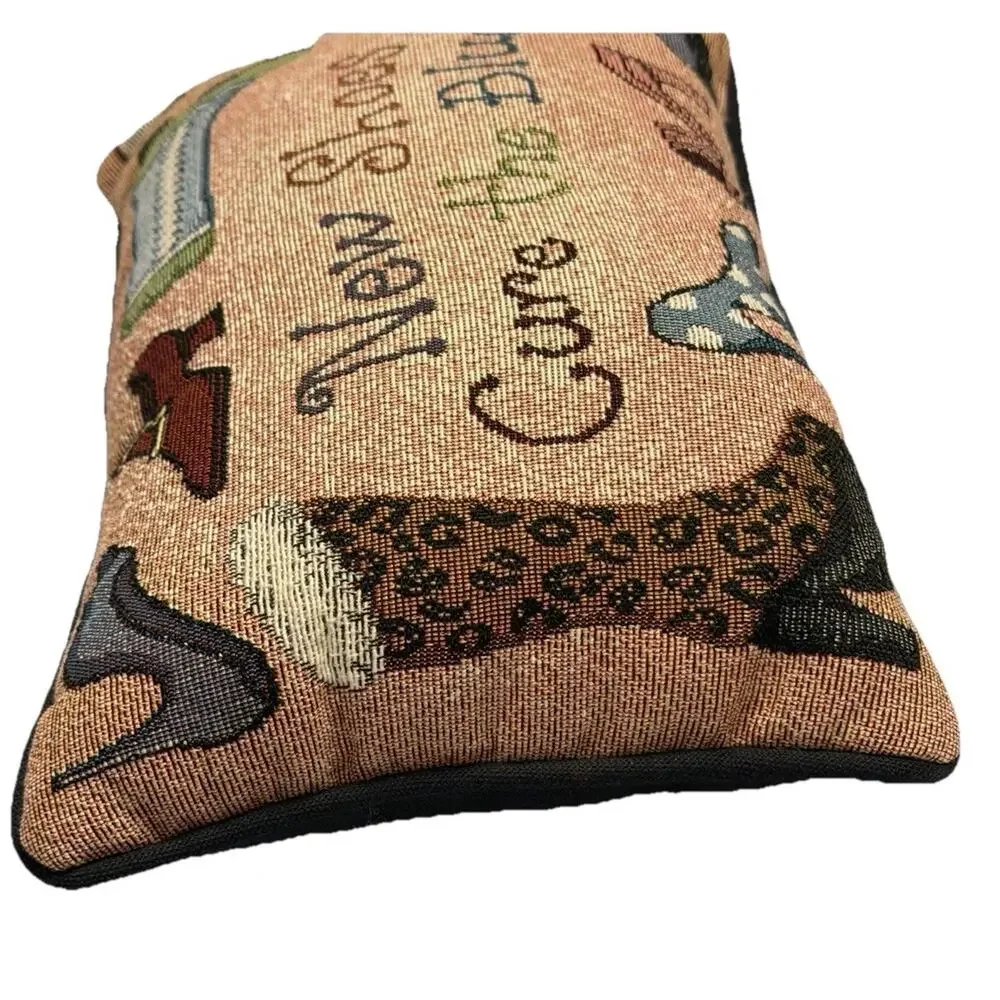 Vintage Tapestry Throw Pillow “Shoes Cure The Blues” 12’ X 8’ Fast Ship 3469-21